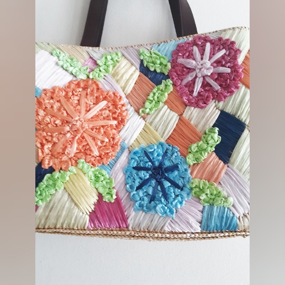 Red Fish Designs Colorful Straw Bag Purse - Picture 6 of 8